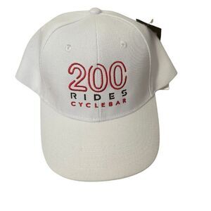 NWT Quake City Caps Unisex White 200 Rides Cyclebar embroidered Snapback Cap